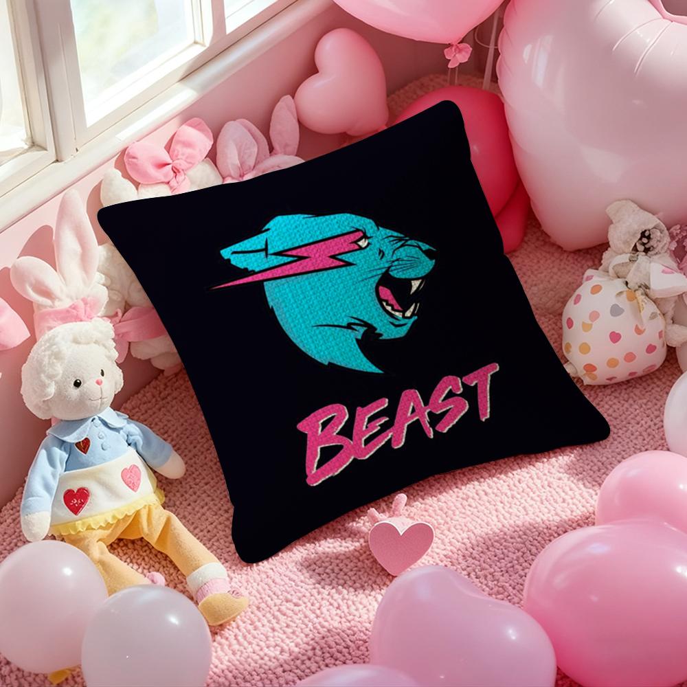 Funny MrBCute BBeasts Pillow Case Antidustmite Pillowcase Invisible Zipper Silky Short Plush Sofa Cushion Cover