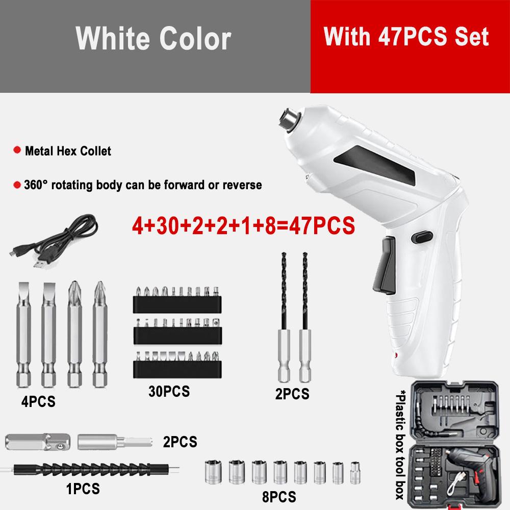 Перезаряжаемая дрель и отвертка, набор отверток с электрической батареей, беспроводной мини-компактный набор отверток, аккумуляторная дрель