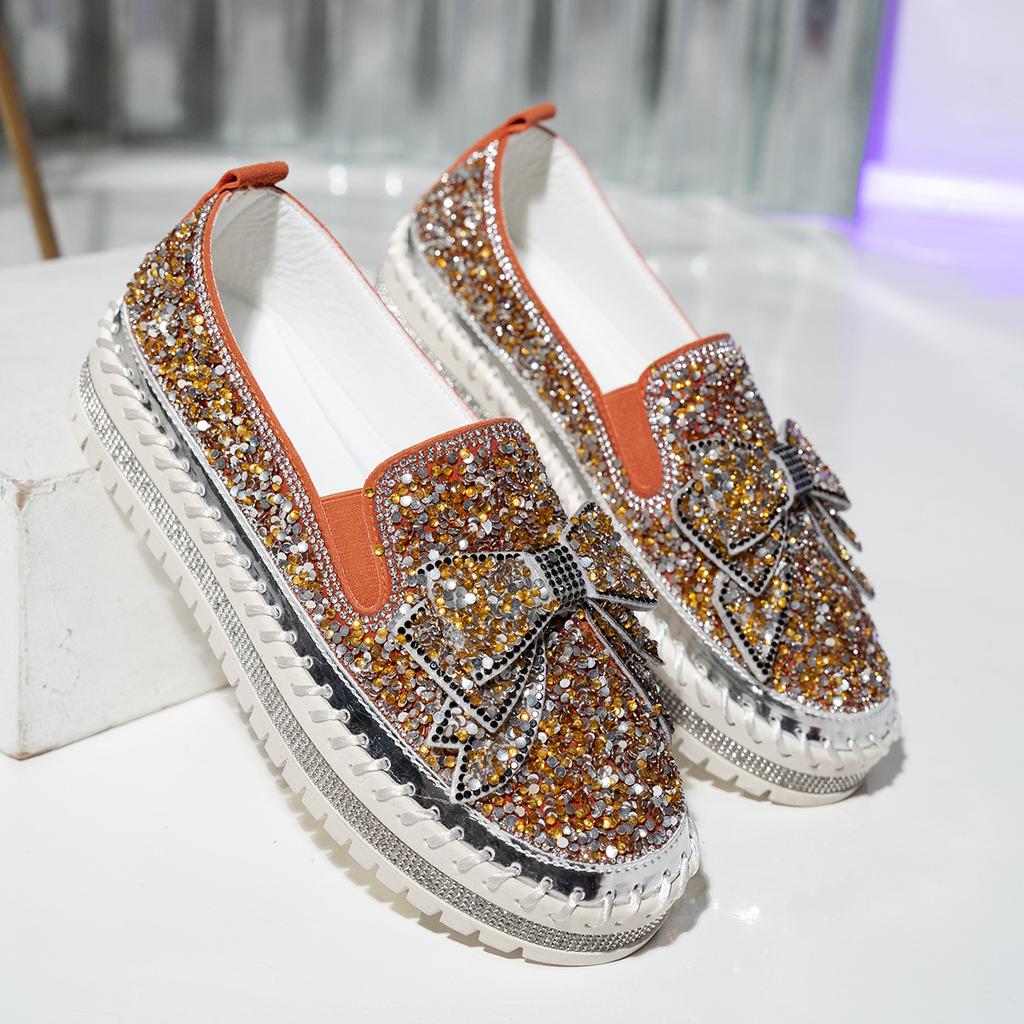 Туфли Muffin Shoes Женские туфли большого размера Лоферы на платформе Весна-лето Туфли Lazy Shoes Педаль со стразами