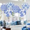 Шинуазри Бумажный фонарь Китайский стиль Синий узор Фонари Подвесной Круглый Фонарь Украшение для Дня рождения Свадьбы Девичника Детского праздника Дома