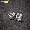 1 пара сережек-гвоздиков из нержавеющей стали в виде милых кошек для мужчин, женщин, студентов в стиле панк, модные маленькие ювелирные изделия в виде гвоздиков