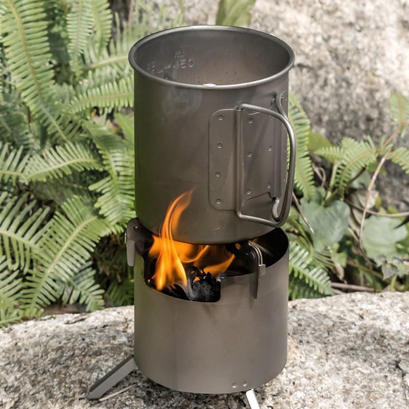 Titanium Single Serving Pot Camping Hiking Backpacking Lightweight Foldable Deep Cookware Cup