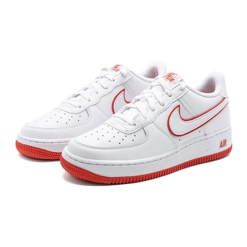 Nike Air Force 1 GS White Picante Red Детские кроссовки Aura Blue-Tint Aluminium DV7762-101