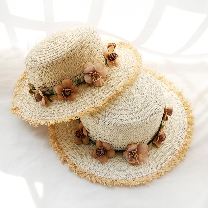 Соломенная шляпа от солнца для девочек, женская, женская, летняя, складная, сминаемая, пляжная, детская, с плоским верхом