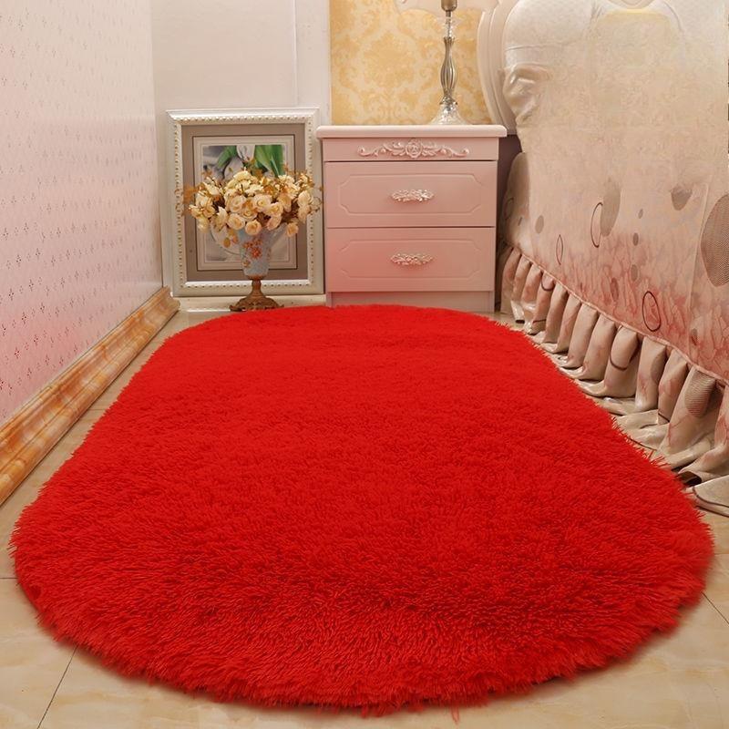 Овальный ковер из шелка и шерсти для спальни, милый прикроватный коврик для девочки, коврик для эркерного окна, полный ковер для гостиной и чайного столика, моющийся