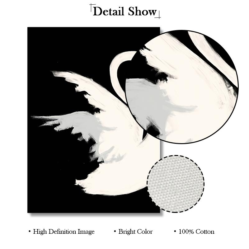 Современный стиль, настенные художественные постеры с животными, черно-белый лебедь, холст, картины, украшения для спальни, скандинавские картины для домашнего декора