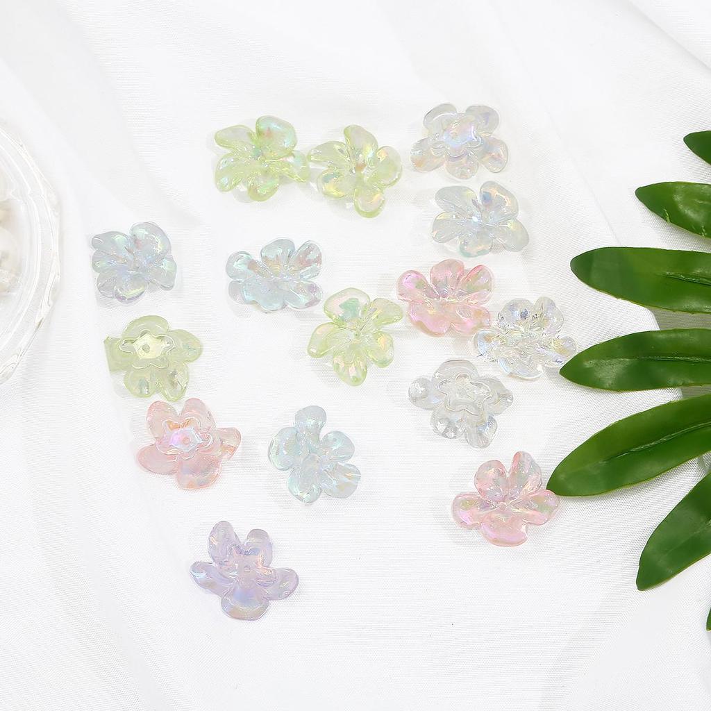 4pcs Acrylic Colorful Flowers Beads for DIY Jewelry Making Findings