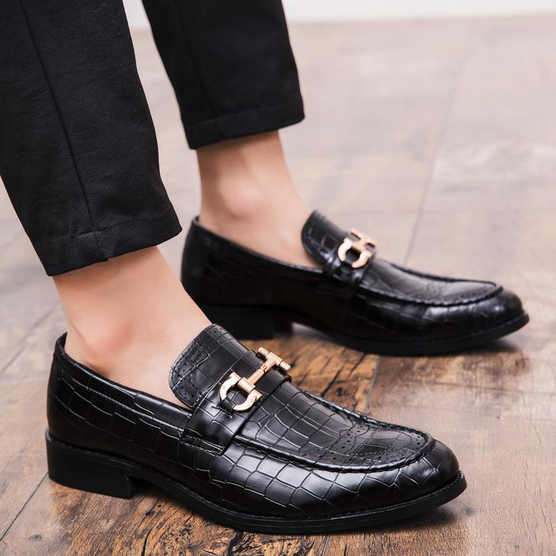 Мужские осенние британские кожаные туфли Brogue - Увеличивающие рост, Корейский стиль, Формальные деловые, Повседневные, Большие размеры в наличии