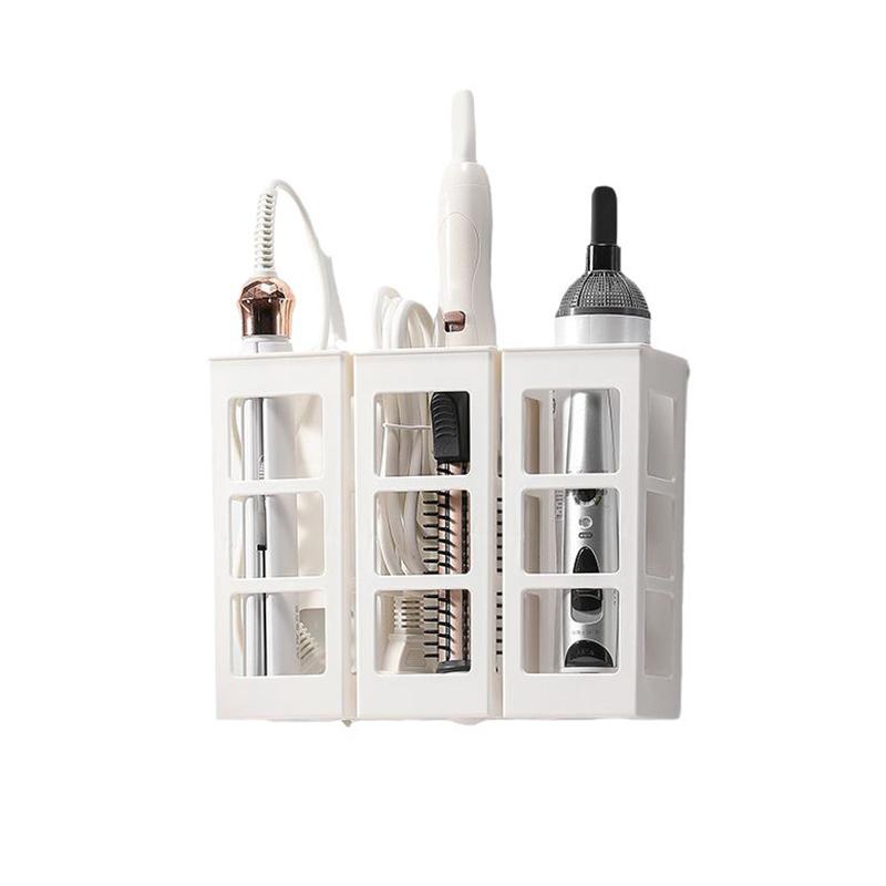 Wall mounted Bathroom Hair Dryer Holder Storage Box Hanging Rack Curling Plastic Shelf Bathroom Organizer Storage Rack
