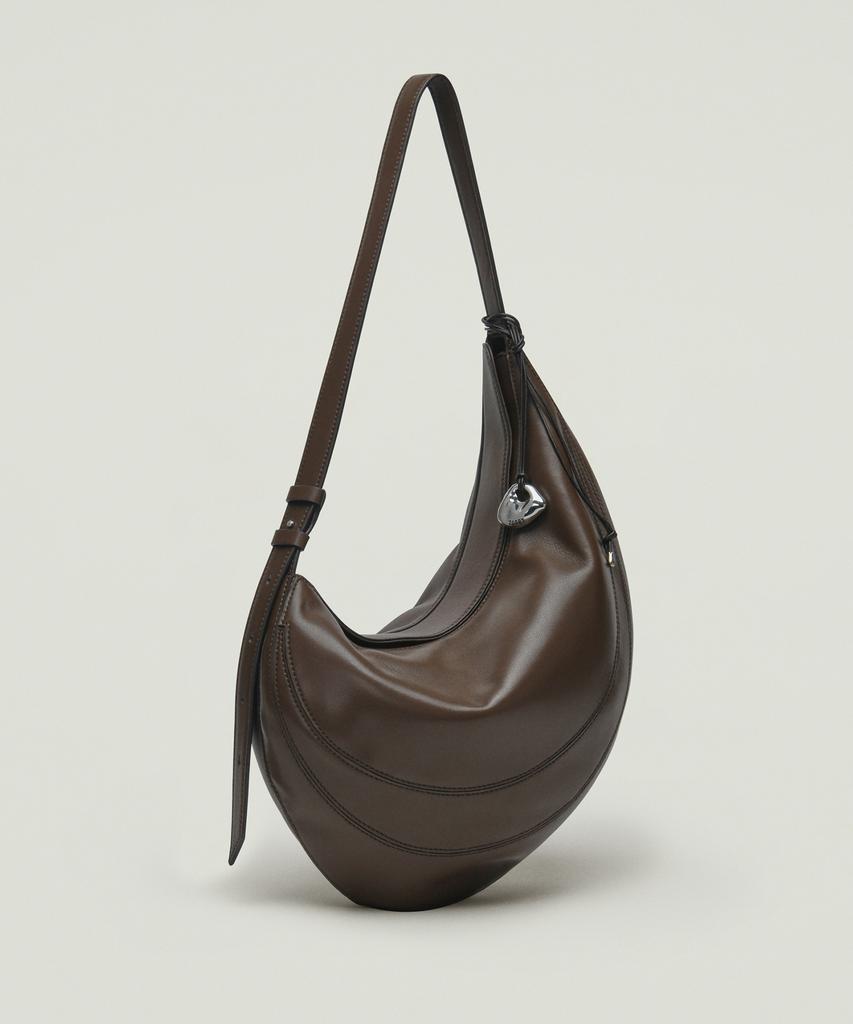 Zoeet Pebble Shoulder Leather Bag (Espresso)