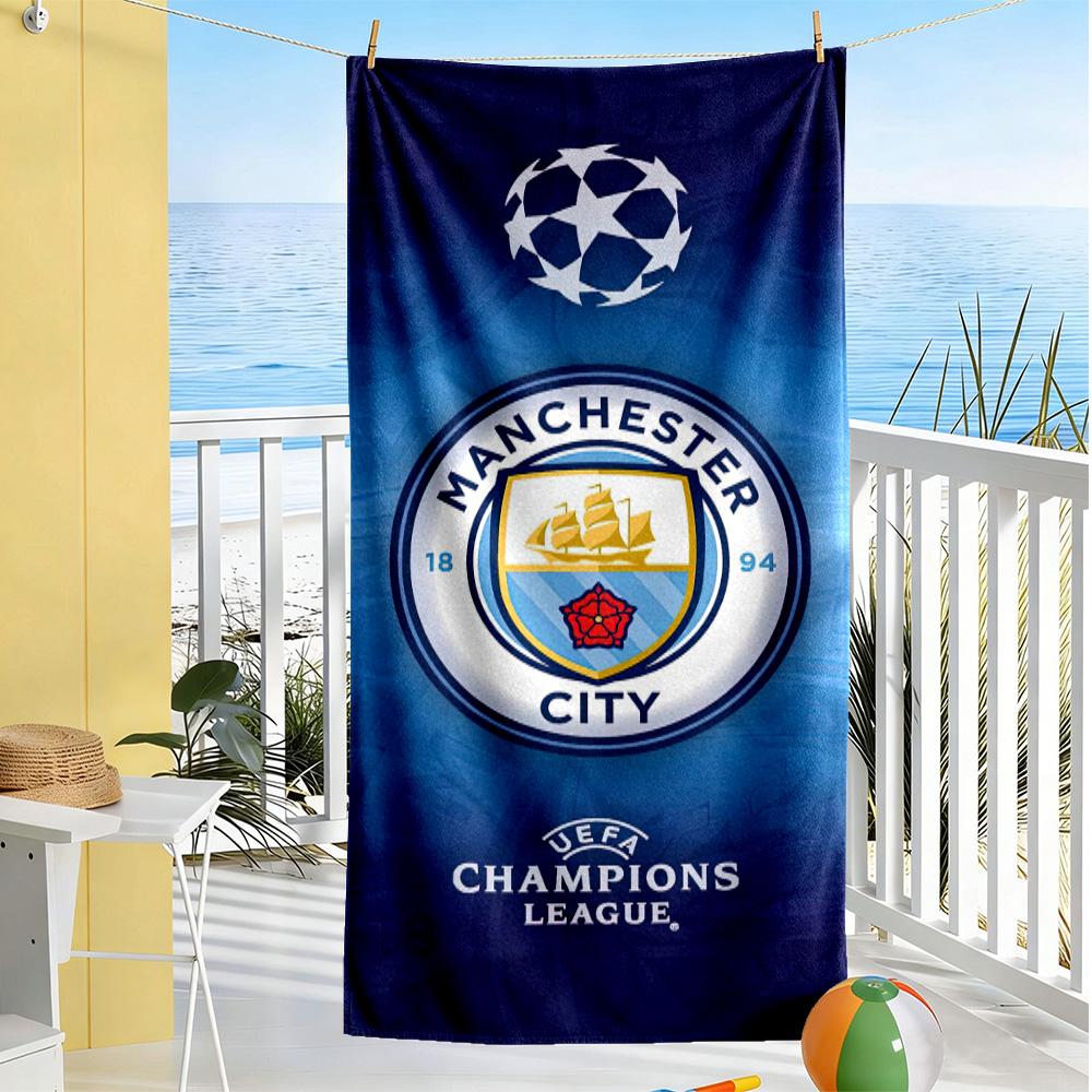 Manchester City Fc Beach Towel Super Soft Microfiber Quickdry Fabric Comfortable Lightweight Suitable for Swimming, Gym, Camping, Yoga Vacation