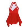 Kids Girls Sleeveless Backless Shiny Rhinestone Sequins Chiffon Dance Dress Gymnastic Skirted Leotard Dance Costume