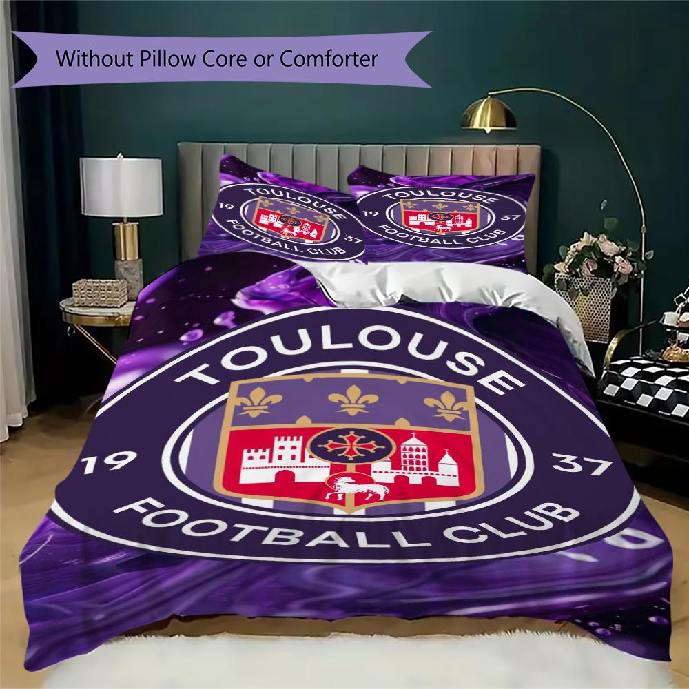 Tolouse FC Pattern Bedding,Quilt Set Quilt Cover Pillowcase Home Birthday Gift(1 * duvet cover + 2 * pillowcase, without core)_lx