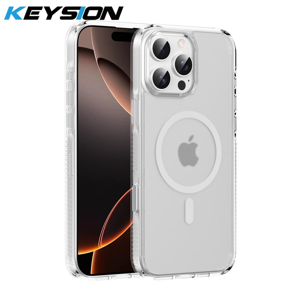 KEYSION Чехол с сенсорной кнопкой управления камерой для iPhone 16 Pro Max 16 Plus для беспроводной зарядки MagSafe, матовый прозрачный чехол