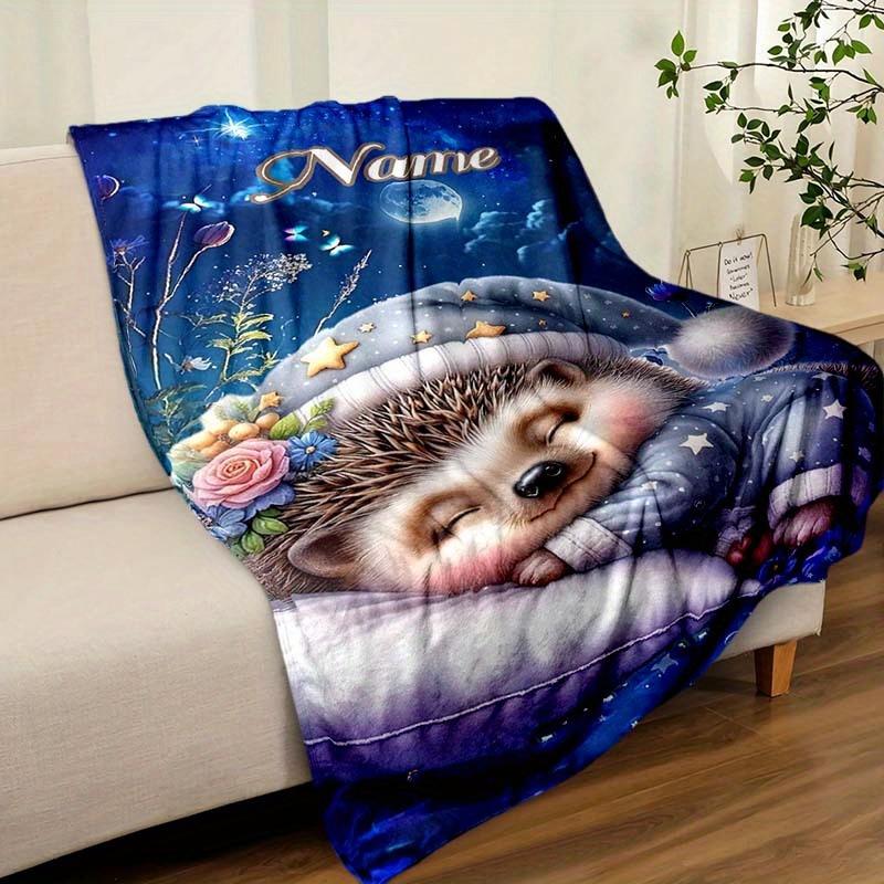 Good Night Sweet Dreams Hedgehog Customize Your Name Blanket Warm Comfortable And Soft Blankets Are Suitable For Home Lunch Break Blanket Office Sofa
