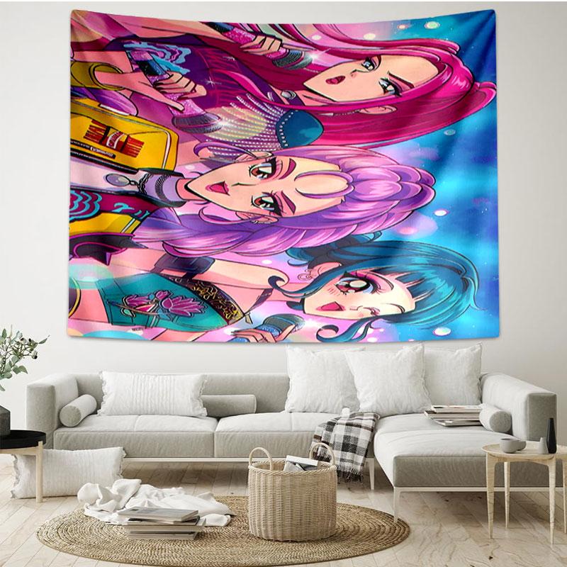 KPop Demon Hunters Print Tapestry - Portable Wall Decor Cloth, for Home, Dorm, Travel, Bedroom, Living Room - Ideal Birthday Housewarming Gift