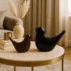 Creative Black and Brown Glossy Ceramic Birds Figurines Home Decorations Accessories Party (Pack of 2)