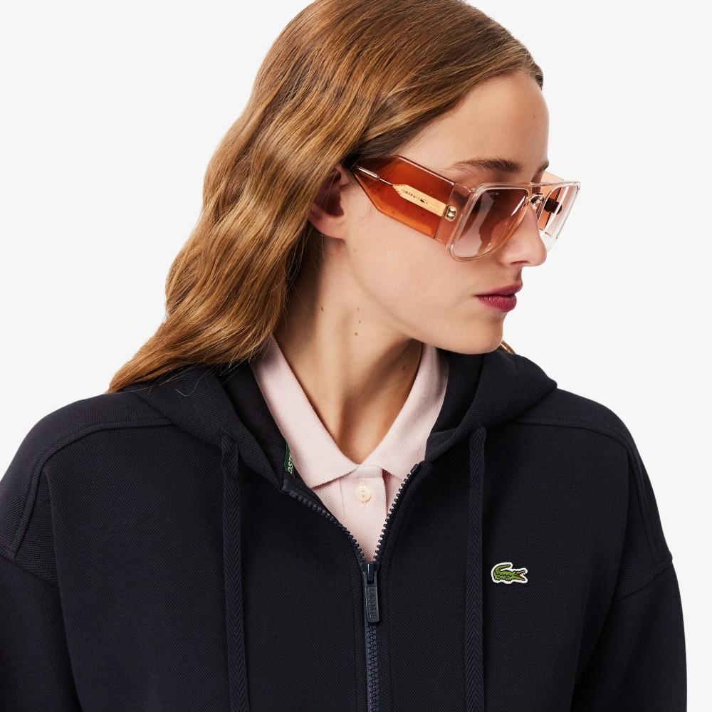 [Lacoste] Women's Double-Face Piqué Hooded Zip-Up Sweatshirt SF5272-56GHDE