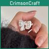 Exquisite Adjustable Copper Bowknot Ring With Dazzling Zircon For Women