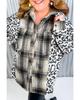Azura Exchange Черная клетчатая куртка с леопардовым принтом и застежкой на пуговицы большого размера