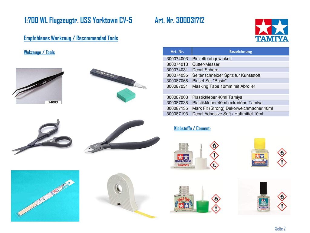 Пластиковая модель авианосца ВМС США «Йорктаун» Tamiya Waterline Series 31712 1/700 № 712