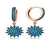 Women's 925 Sterling Silver Turquoise Stone Sun Earrings