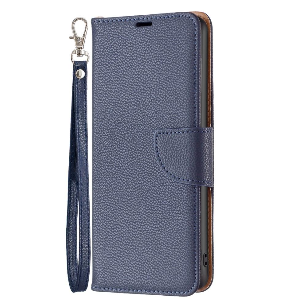 Flip case for Samsung Galaxy A25 5G, Wallet Litchi Leather, navy blue + 9H glass