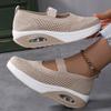 Women's Breathable Knit Sneakers, Casual Slip On Outdoor Shoes, Comfortable Low Top Shoes Plus Size