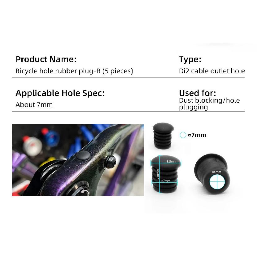 5pcs Bicycle Derailleur Seal Hole Plug Shift Di2 Outlet Hole Plug Solid Rubber Hole Caps Road Mountain Bicycle Accessories