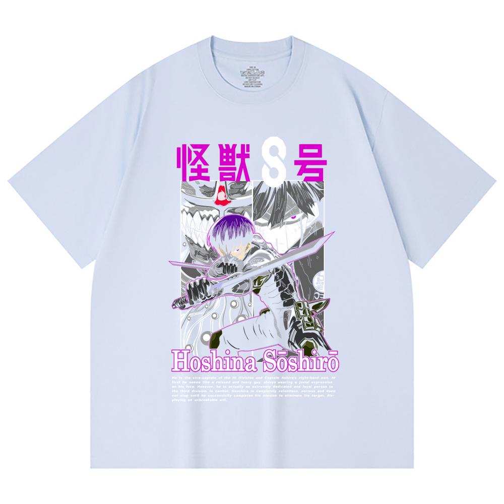 230 г/м² 100% хлопок Kaiju No 8 V11 Soshiro Принт Унисекс Тяжелая хлопковая футболка