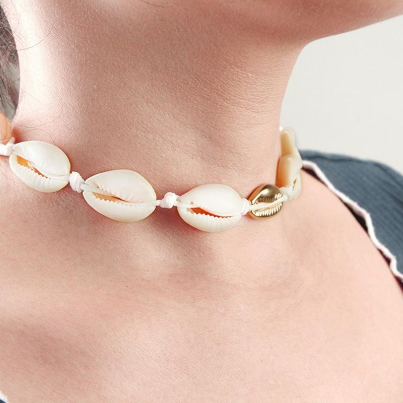 Boho Beach Bohemian Shell Choker Necklaces For Women Girls Summer Jewelry Chained Shell Pendants Necklace