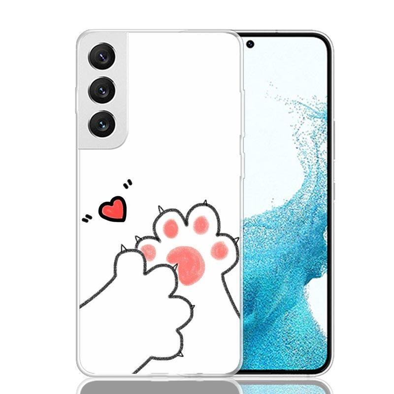 Забавная лапка кошки Милый чехол для телефона Samsung Galaxy S26 Ultra S23 S24 S25 Edge S20 FE S21 S22 Plus Мягкая печатная оболочка