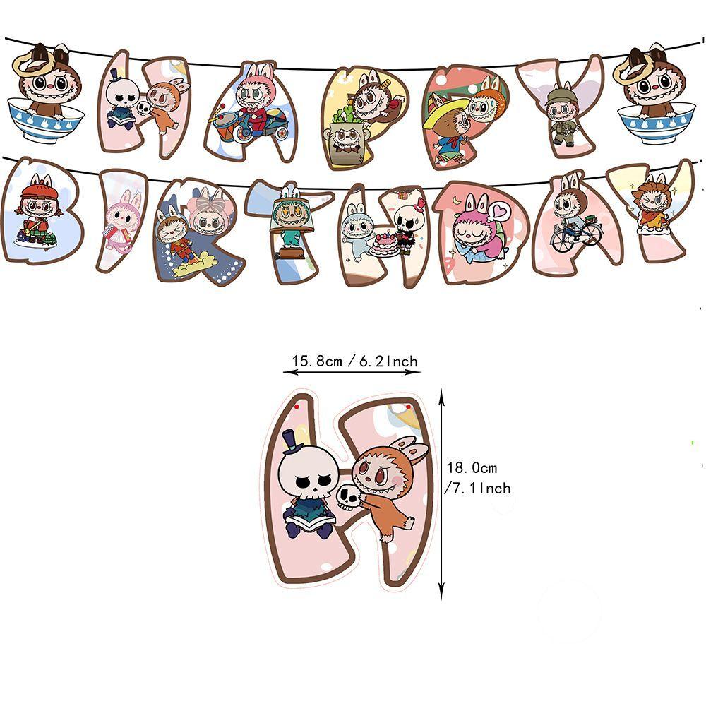 Cute LBB Birthday Party Decoration Includes Birthday Flag Balloon Cake Plugins and Cartoon Flag Balloons