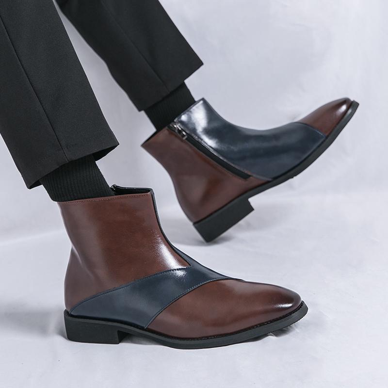 Мужские кожаные ботинки модные Simplicity Pointed Toes Ботильоны для платья Ботильоны Мужские модные высокие ботинки Вечерние мужские туфли на плоской подошве Деловая обувь