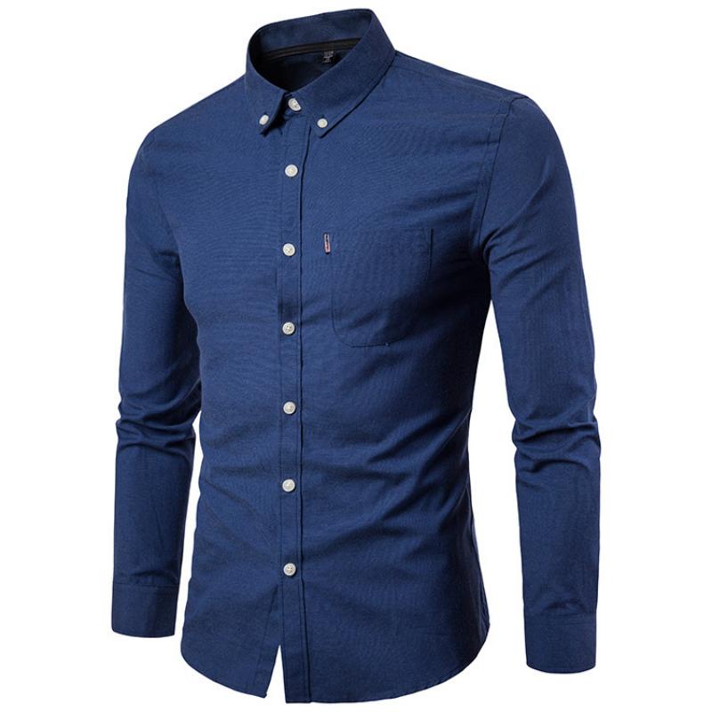 Осенняя новинка, мужская рубашка Oxford Spinning Slim Fit Solid Color Shirt Men's Shirt Long Sleeve Shirt Men's