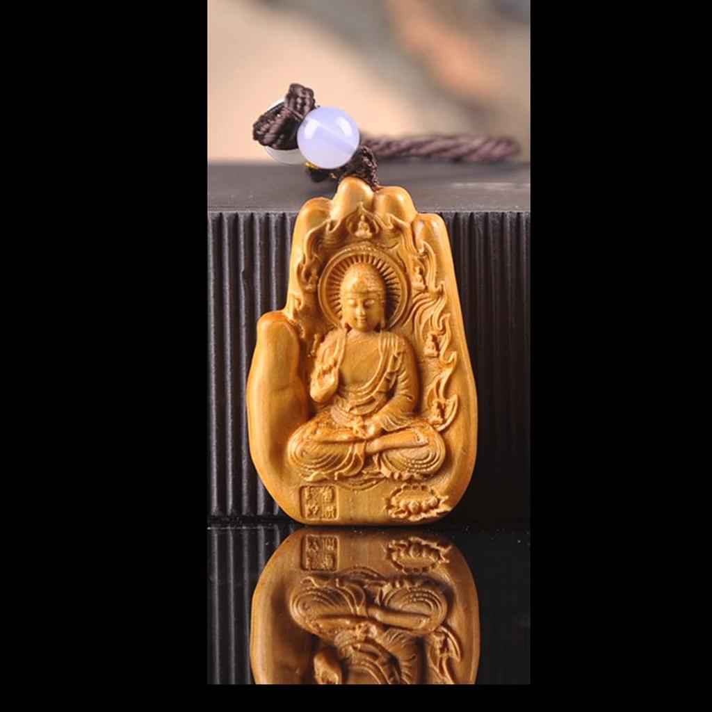 Wood Carved Buddha Statue Amitabha Nyorai Natural Kashiwagi Pendant Mini Mobile Strap Good Luck Twelve Zodiac Amulet Main Image Pray Warm Off 6cm X