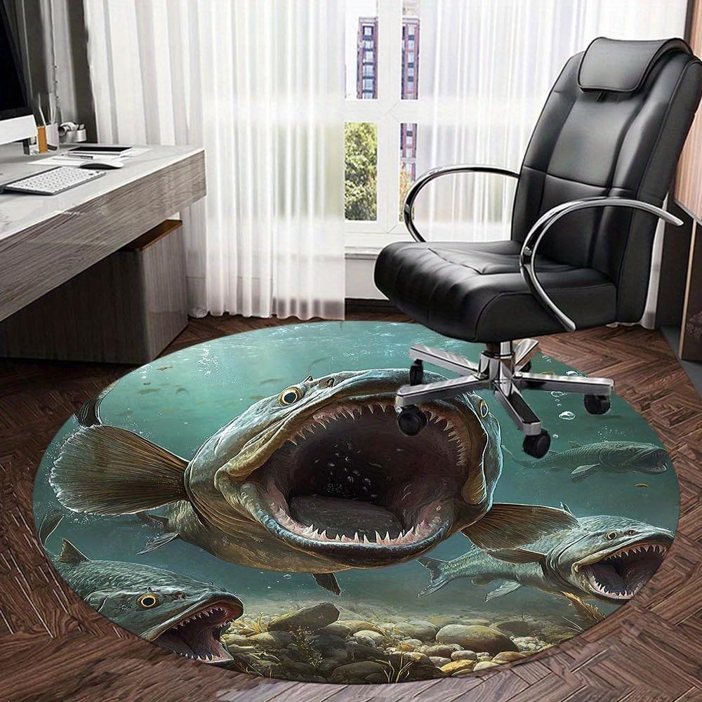 Bigmouth Fish Round Rug Suitable For Office Reception Decorative Carpet Office Chair Protection Carpet And Also Suitable For Gifts To Relatives And