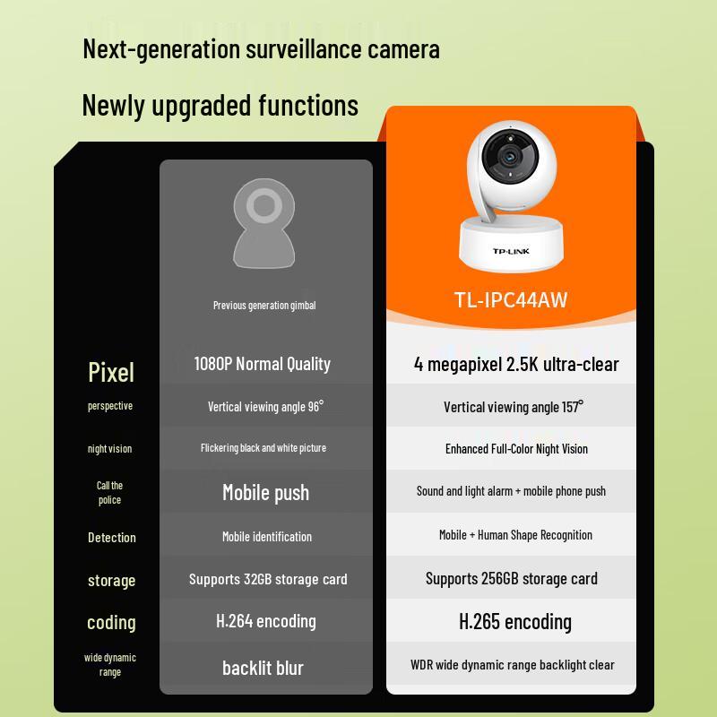 TP-LINK TL-IPC44AW 2.5K 4MP Full-Color Pan/Tilt Wi-Fi Security Camera (CN version)