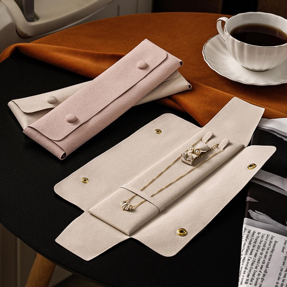 Travel Jewelry Organizer Jewelry Storage Bag with Button Closure Microfiber Jewelry Pouch for Travel Scratch for Necklaces