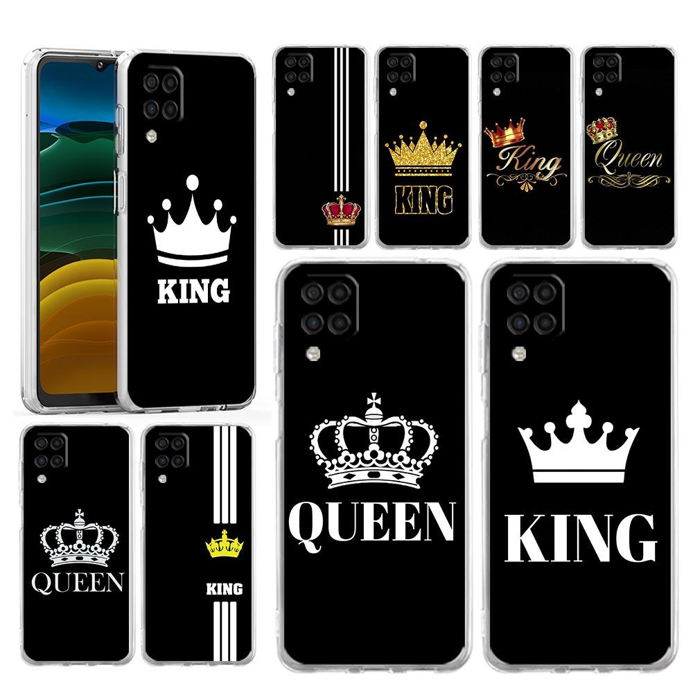 Phone Case for Samsung A13 A15 A25 A51 A71 A21S A11 A31 A52 A41 A23 A53 A73 A32 5G A03S A05s Cover Couple Style Crown King Queen