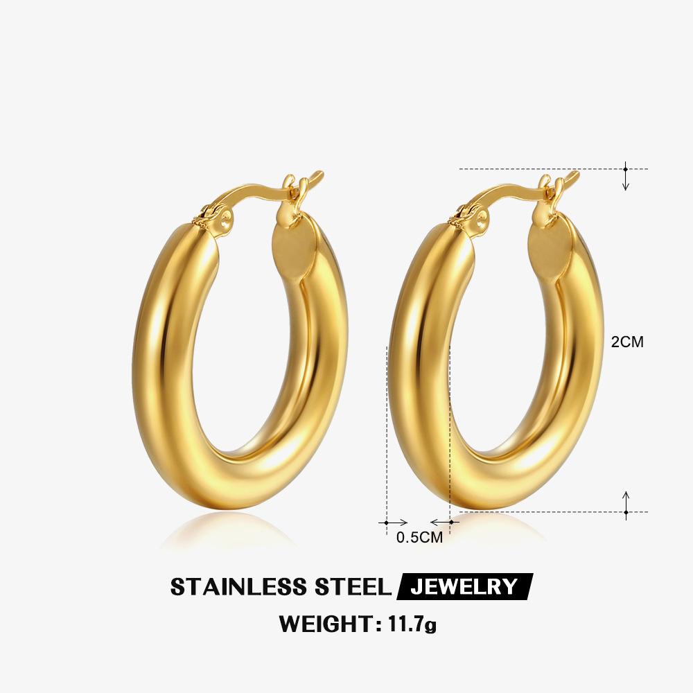 European and American simple 18K gold-plated ring earrings women's ins wind geometric stainless steel jewelry ins wind explosion