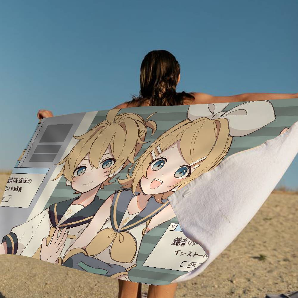 K-Kagamine-Len Микрофибра Печатное Пляжное Полотенце Альпинизм Йога Пляж Плавание Бег Впитывающее Мягкое Полотенце