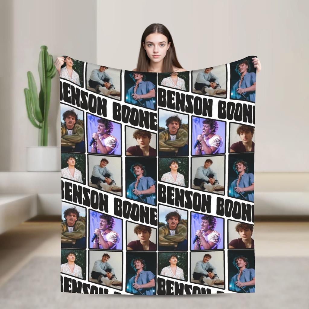 Benson Boone Tour Blankets Flannel Novelty Warm Throw Blanket for Bed Sofa Textile Decor