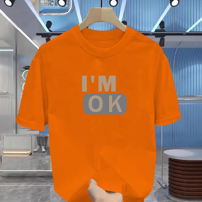 Men's T-shirt Summer Street Jumper T-shirt Men's and Women's Breathable Clothing Classic Letter-printed Cotton Short-sleeved Top