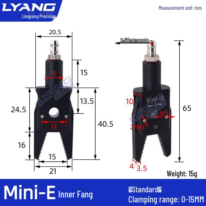 Pneumatic Mini Grippers: A/B/C/E Robot Arm Clamps for Injection Molding (J1060/J1080).