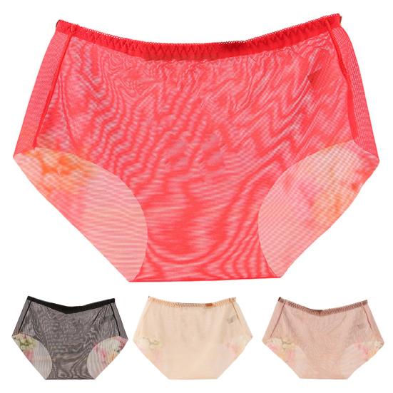 Женские трусики бесшовные средней талии высокая эластичность тонкие прозрачные ледяной шелк дышащие