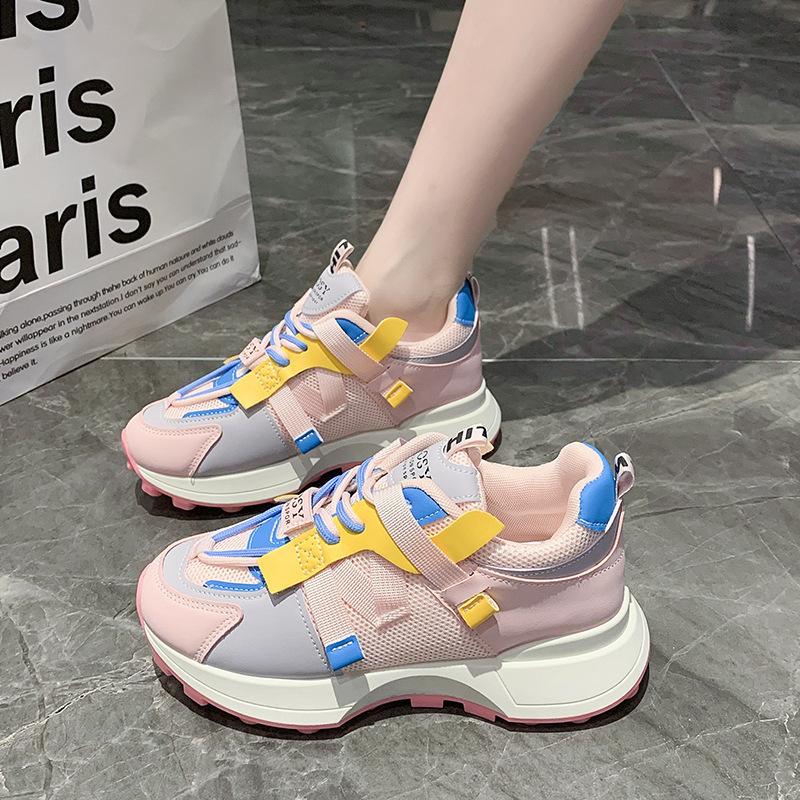2024 весна новая расцветка шнуровка платформа папины кроссовки женские интернет-знаменитость кроссовки Форрест Гамп женские студенческие повседневные спортивные кроссовки