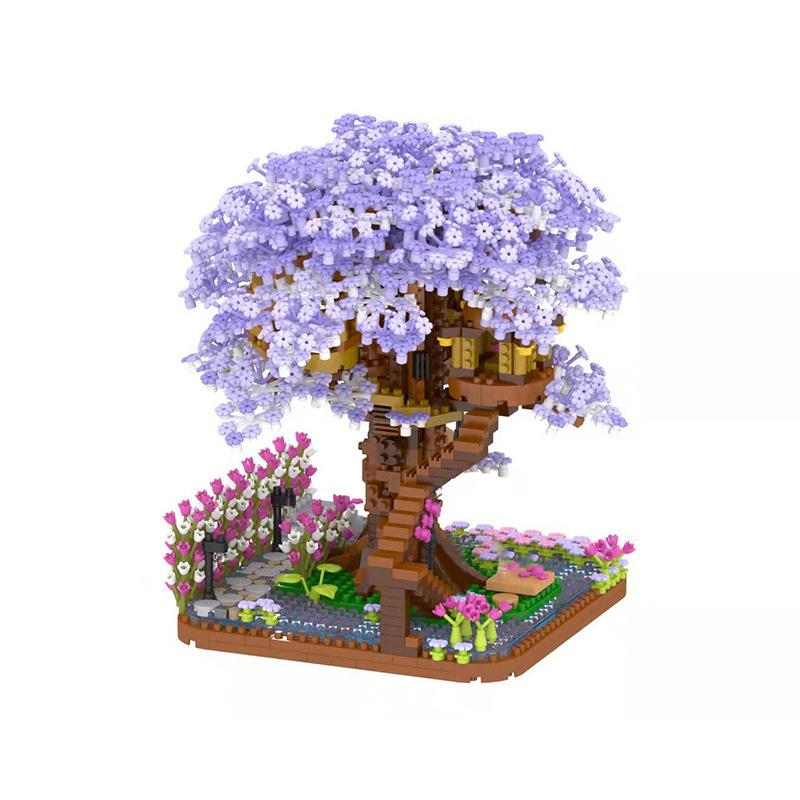 Non-Toxic Mini Sakura Tree Building Blocks Set Diy Cherry Blossom Bricks With Light Treehouse Model Ornament Romantic Gift For Childrenfriend