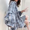 Fashion Plaid Women Shirt Korean Oversize Daily Match Long Sleeve Yellow Shirts Spring Autumn