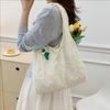 Tote Bag Lace Flower Embroidery Canvas Bag Versatile Travel Shoulder Bag Women